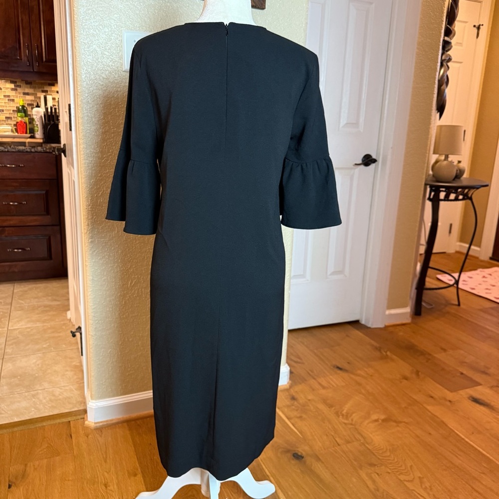 NWT Ganni Clark Black Dress Bell Sleeves Sz EU 36 US Small - Picture 7 of 13